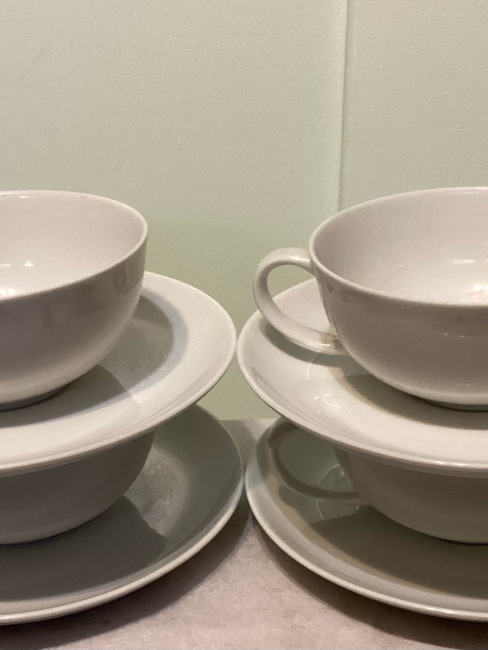 Four Vintage ARZBERG Classic White China Cups/ Sauces Sets